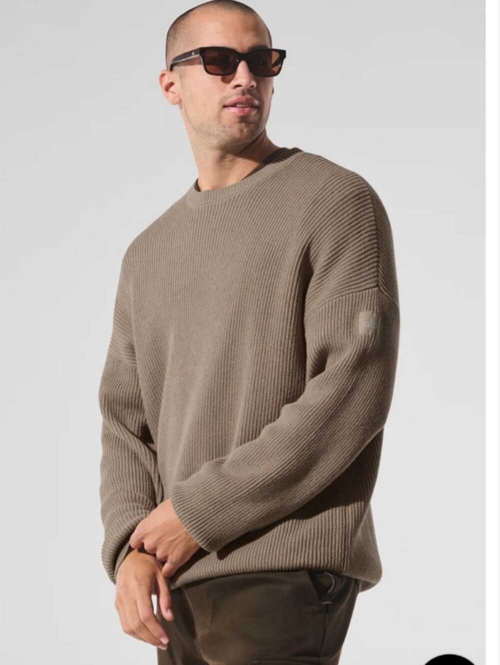 Alo Yoga Mens Domain Ribbed Crewneck Sweater